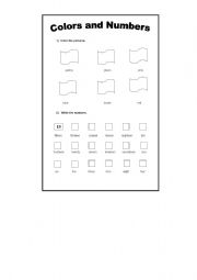 English worksheet: Colours and Numbers