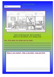 English Worksheet: House and Family: Guided activity towards writing