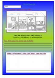 English worksheet: House and Family: Guided activity towards writing