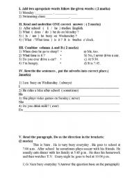 English worksheet: test for grade 3 to 5