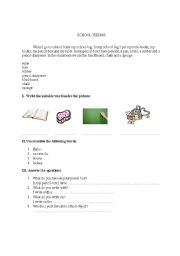 English worksheet: School things