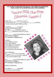 English Worksheet: Song activity - Shania Twain - Youre still the one