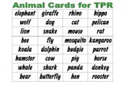 English Worksheet: Animal Cards for TPR