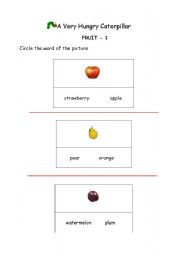 English worksheet: A Very Hungry Caterpillar_Fruit_1