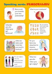 English Worksheet: PERSONALITY, speaking cards