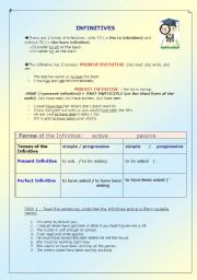 English Worksheet: Infinitives use and practice
