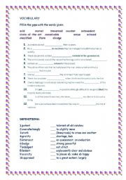 English worksheet: TIME FOR VOCABULARY!!!