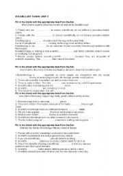 English worksheet: unit 3- 