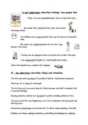 English Worksheet: -ed; -ing adjectives