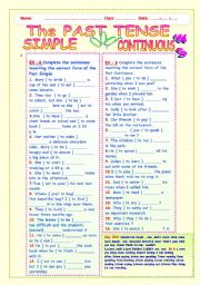 English Worksheet: THE PAST TENSE : SIMPLE AND CONTINUOUS.