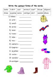 English Worksheet: clothes 