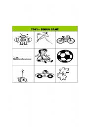 English Worksheet: Bingo Game - toys