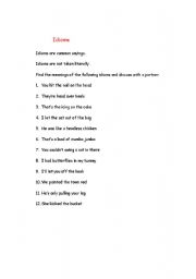 English Worksheet: Idioms 1
