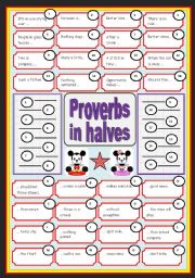 English Worksheet: English proverbs in halves (with key)