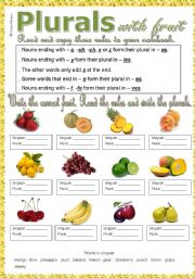 English Worksheet: Plurals with fruit