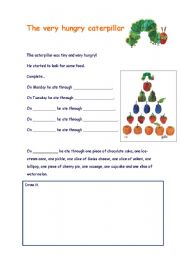 The very hungry caterpillar worksheet