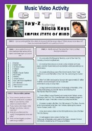 English Worksheet: Music Video Activity - Empire State Of Mind (By Jay-Z & Alicia Keys) - CITIES