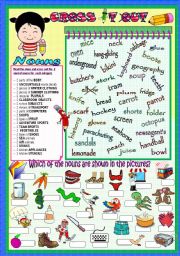 English Worksheet: CROSS IT OUT (NOUNS)