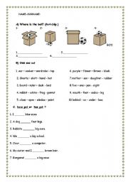 English Worksheet: prpositions- parts of the body - have has got