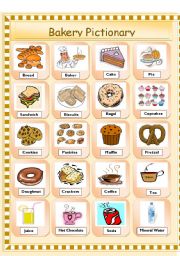 English Worksheet: BAKERY PICTIONARY (editable)