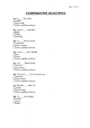 English Worksheet: Comparative Adjectives Quiz