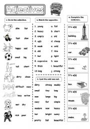 English Worksheet: Adjective practice