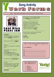 English Worksheet: Song Activity - LAST KISS (By Pearl Jam) - Verb Forms