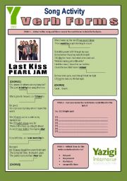 English Worksheet: Song Activity - LAST KISS (By Pearl Jam) - Verb Forms