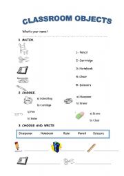 English Worksheet: Classroom objects