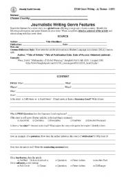 English Worksheet: Journalistic / News Writing Features