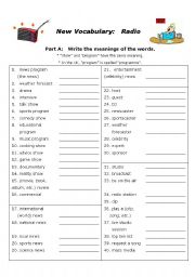 English Worksheet: Radio Vocabulary 