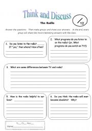 English Worksheet: Think & Discuss: The Radio