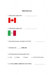 English worksheet: North American Quiz