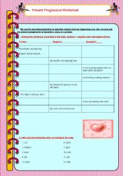 English worksheet: Present Progressive Worksheet