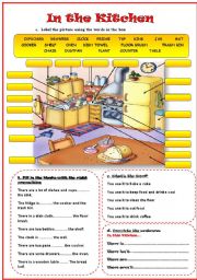 English Worksheet: In the Kitchen (Editable)