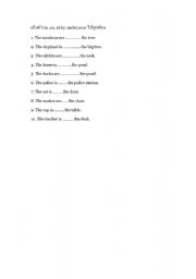 English Worksheet: in on under