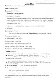 English Worksheet: Conditional Type 2 Lesson plan