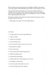 English Worksheet: self etseem