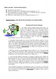 English Worksheet: Televised violence