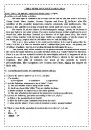 English Worksheet: The Solar System Exam