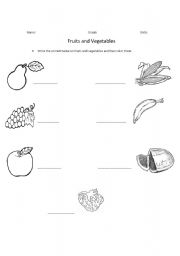 English worksheet: Fruits and Vegetables