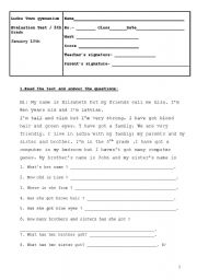 English Worksheet: 5th grade test