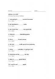 English worksheet: Article Review Packet