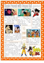 English Worksheet: Simple Present Affirmative, Negative & Interrogative with (mainly) Basic Verbs & Dragonball. 2 Pages + Key.