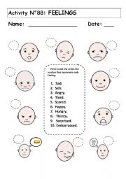 English Worksheet: No 88:  FEELINGS