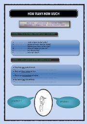 English Worksheet: How many / How much