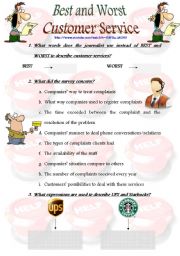 Customer service worksheets