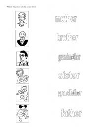 English Worksheet: Matching the family members