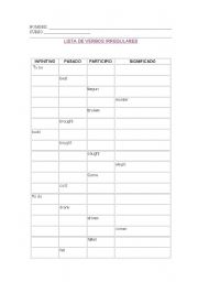 English worksheet: irregular verbs exam