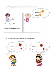 English Worksheet: Fruits